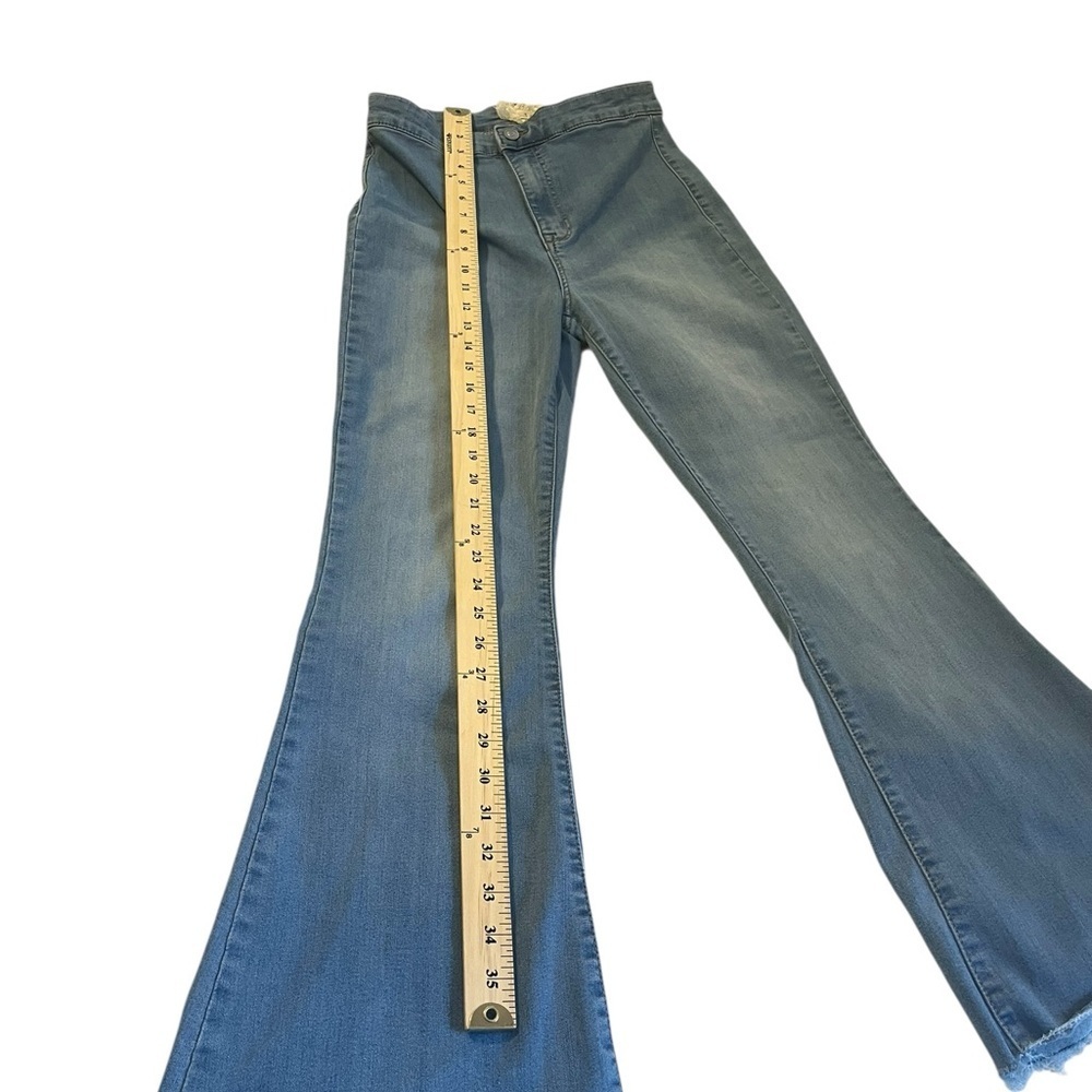 Altar'd State Blue Flare Jeans High Rise Frayed Hem Size 28 7 - Picture 4 of 11